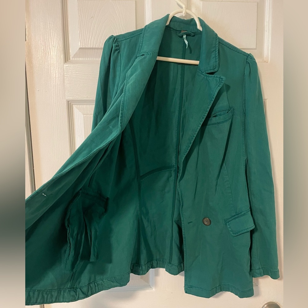 Free People Green Blazer Jacket - Picture 3 of 9